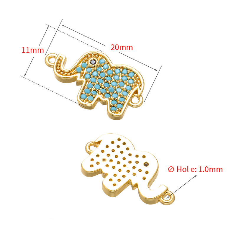 10pcs/lot 20*11mm Turquoise CZ Paved Animal Elephant Connectors CZ Paved Connectors Animal Spacers Charms Beads Beyond