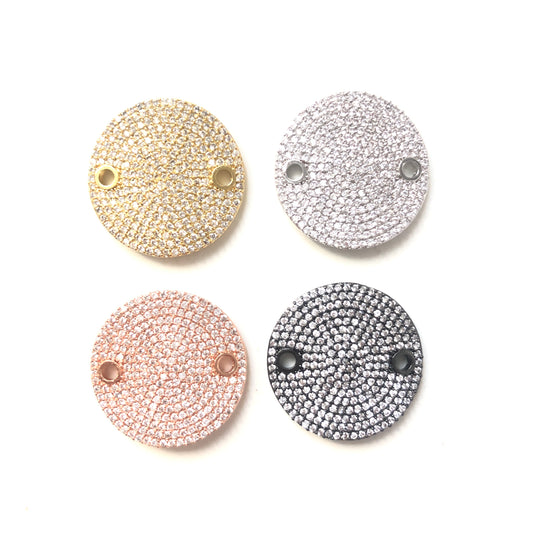 5pcs/lot 24*24.5mm CZ Paved Curve Round Connectors Mix Colors CZ Paved Connectors Charms Beads Beyond