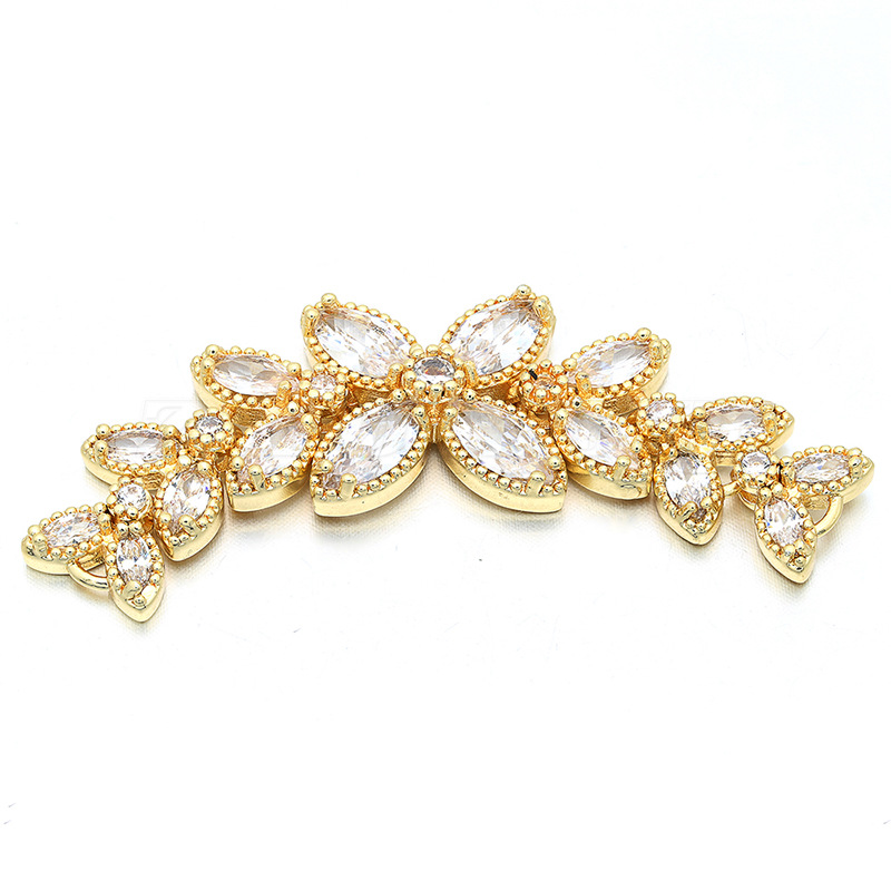 10pcs/lot 50*15mm CZ Paved Flower Connectors CZ Paved Connectors Flower Connectors Charms Beads Beyond