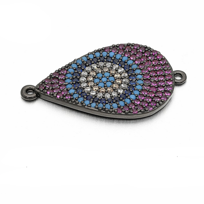 10pcs/lot 29*16mm Multicolor CZ Paved Water Drop Connectors Black CZ Paved Connectors Colorful Zirconia Charms Beads Beyond