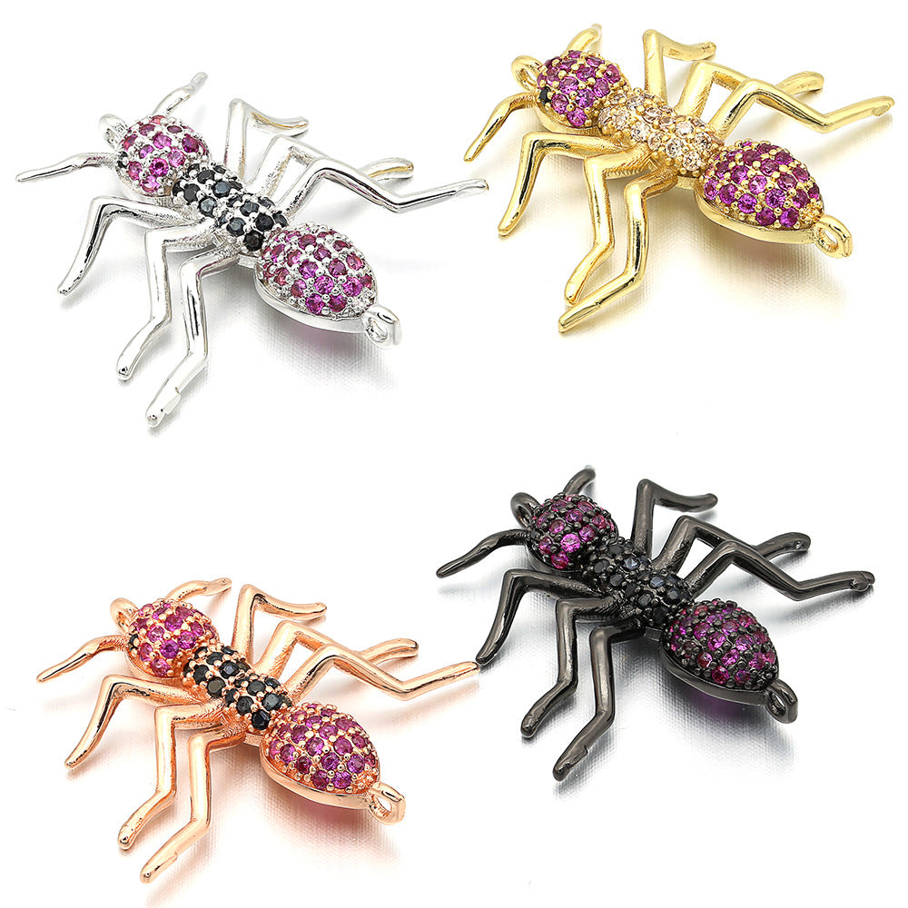 10pcs/lot 24*25mm Multicolor CZ Paved Ant Connectors Mix Colors CZ Paved Connectors Animal Spacers Charms Beads Beyond