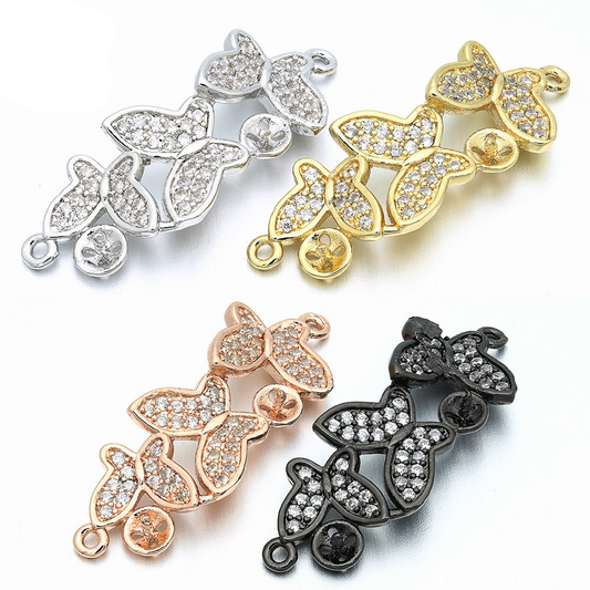 10pcs/lot 32*12mm CZ Paved Butterfly Connectors Mix Colors CZ Paved Connectors Animal Spacers Charms Beads Beyond