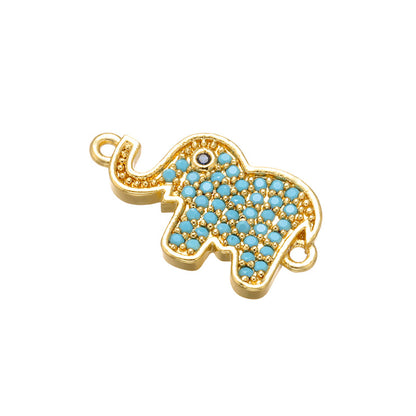 10pcs/lot 20*11mm Turquoise CZ Paved Animal Elephant Connectors Gold CZ Paved Connectors Animal Spacers Charms Beads Beyond