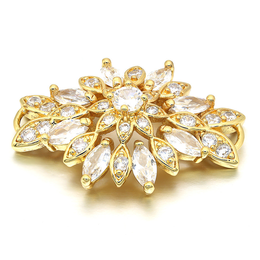 10pcs/lot 29*21mm CZ Paved Flower Connectors Gold CZ Paved Connectors Flower Connectors Charms Beads Beyond