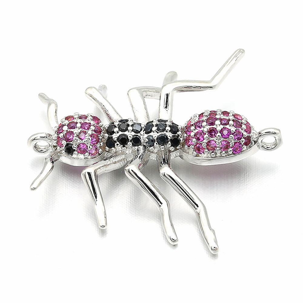 10pcs/lot 24*25mm Multicolor CZ Paved Ant Connectors Silver CZ Paved Connectors Animal Spacers Charms Beads Beyond
