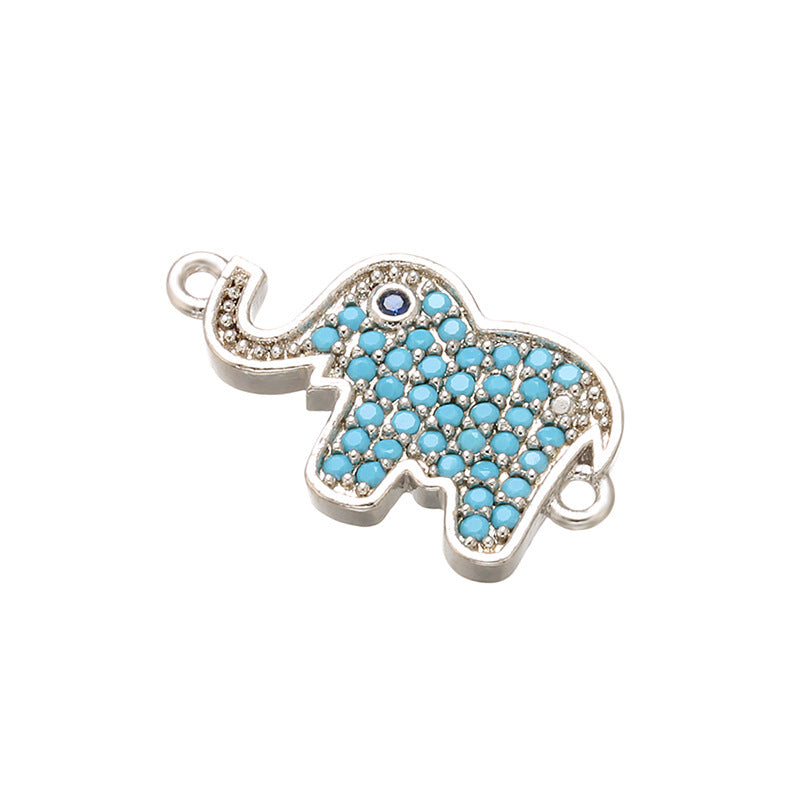 10pcs/lot 20*11mm Turquoise CZ Paved Animal Elephant Connectors Silver CZ Paved Connectors Animal Spacers Charms Beads Beyond