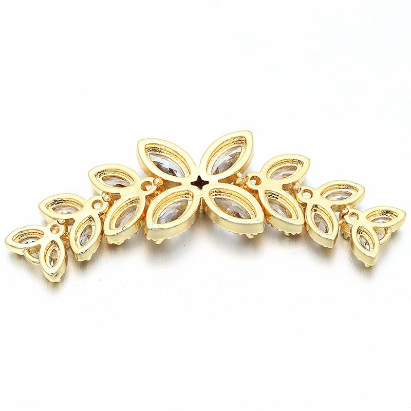 10pcs/lot 50*15mm CZ Paved Flower Connectors CZ Paved Connectors Flower Connectors Charms Beads Beyond