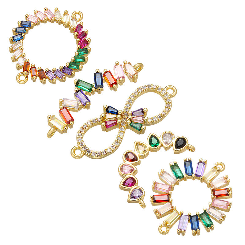 5pcs/lot Multicolor CZ Paved Chain Connectors Mix Styles CZ Paved Connectors Chain Charms Beads Beyond