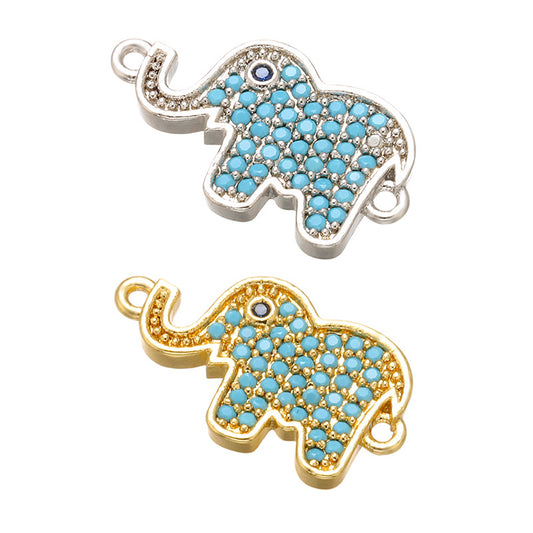 10pcs/lot 20*11mm Turquoise CZ Paved Animal Elephant Connectors Mix Styles CZ Paved Connectors Animal Spacers Charms Beads Beyond