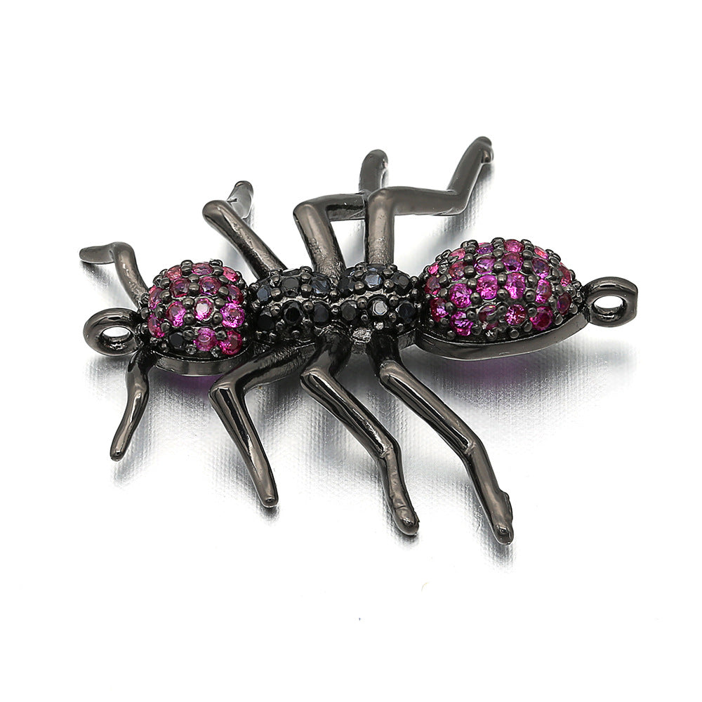 10pcs/lot 24*25mm Multicolor CZ Paved Ant Connectors Black CZ Paved Connectors Animal Spacers Charms Beads Beyond
