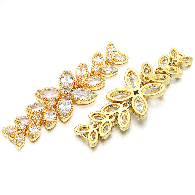 10pcs/lot 50*15mm CZ Paved Flower Connectors CZ Paved Connectors Flower Connectors Charms Beads Beyond