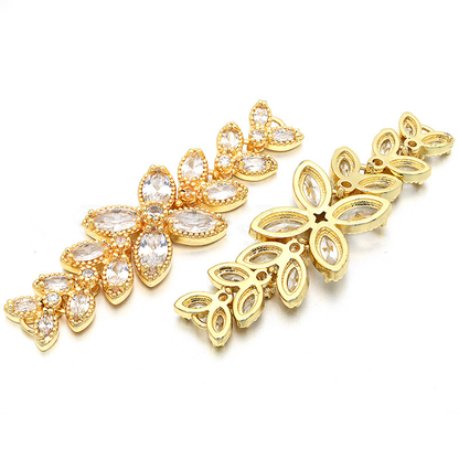 10pcs/lot 50*15mm CZ Paved Flower Connectors CZ Paved Connectors Flower Connectors Charms Beads Beyond