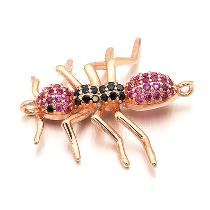 10pcs/lot 24*25mm Multicolor CZ Paved Ant Connectors Rose Gold CZ Paved Connectors Animal Spacers Charms Beads Beyond
