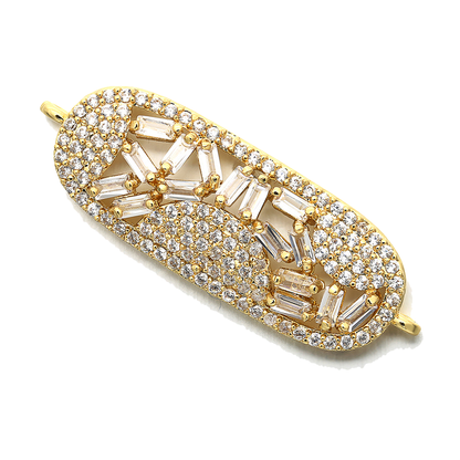 10pcs/lot 34*12mm CZ Paved Oval Connectors Gold CZ Paved Connectors Charms Beads Beyond