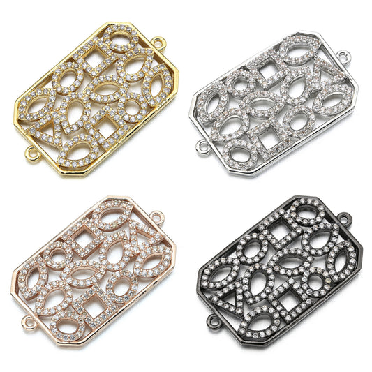 5-10pcs/lot 32*18mm CZ Paved Rectangle Connectors Mix Colors CZ Paved Connectors Hollow Charms Beads Beyond