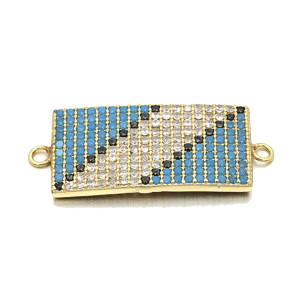 10pcs/lot 26*12mm Multicolor CZ Paved Rectangle Connectors Gold CZ Paved Connectors Colorful Zirconia Charms Beads Beyond