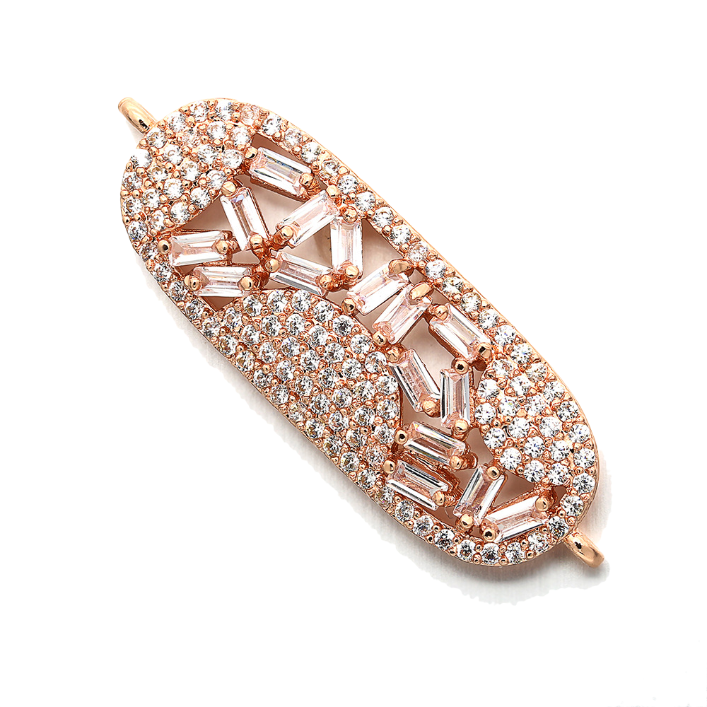 10pcs/lot 34*12mm CZ Paved Oval Connectors Rose Gold CZ Paved Connectors Charms Beads Beyond
