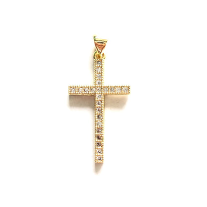 10pcs/lot 36*17mm CZ Paved Cross Charms Gold CZ Paved Charms Crosses Charms Beads Beyond