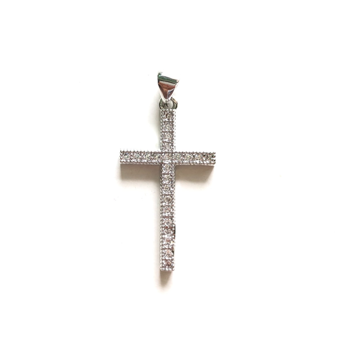 10pcs/lot 36*17mm CZ Paved Cross Charms Silver CZ Paved Charms Crosses Charms Beads Beyond