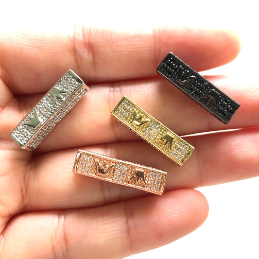 10-20pcs/lot 21*6mm CZ Paved Crown Centerpiece Spacers Mix Colors CZ Paved Spacers Cuboid Spacers Charms Beads Beyond