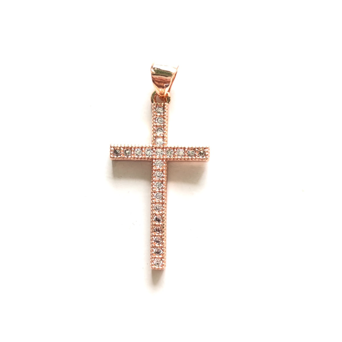 10pcs/lot 36*17mm CZ Paved Cross Charms Rose Gold CZ Paved Charms Crosses Charms Beads Beyond