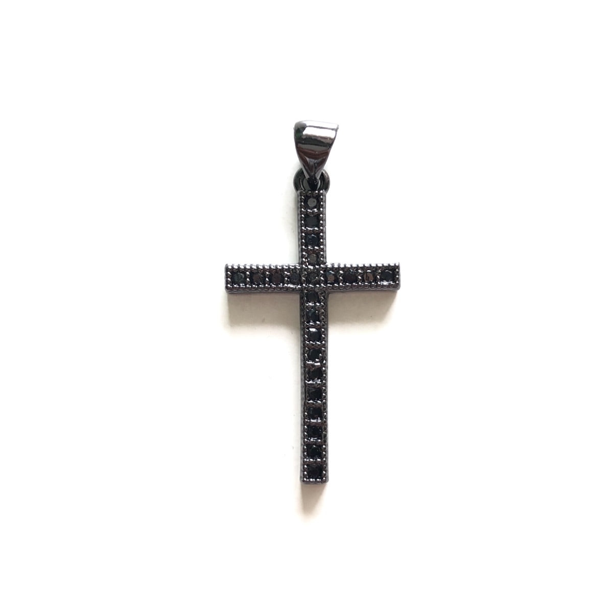 10pcs/lot 36*17mm CZ Paved Cross Charms Black on Black CZ Paved Charms Crosses Charms Beads Beyond