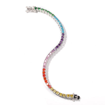2pcs/lot 3.5mm Multicolor Zirconia Pave 7/8 inch Copper Tennis Bracelet Cuban Chains Charms Beads Beyond