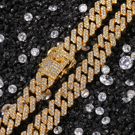 2pcs/lot 7-24 inch Clear Rhinestone Pave Alloy Cuban Bracelet/Necklace Cuban Chains Charms Beads Beyond