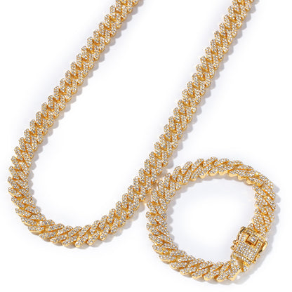 2pcs/lot 7-24 inch Clear Rhinestone Pave Alloy Cuban Bracelet/Necklace Cuban Chains Charms Beads Beyond