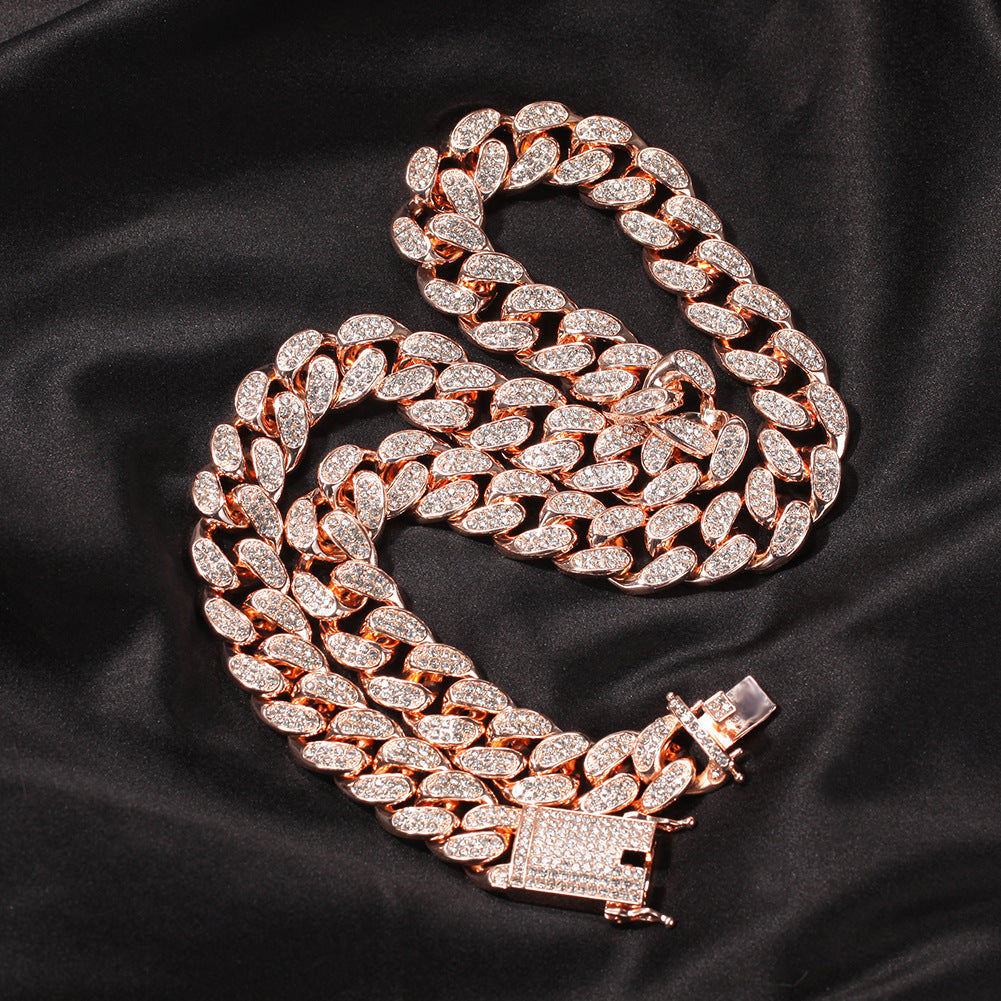 2pcs/lot 8-30inch Clear Rhinestone Pave Alloy Cuban Bracelet/Necklace Cuban Chains Charms Beads Beyond