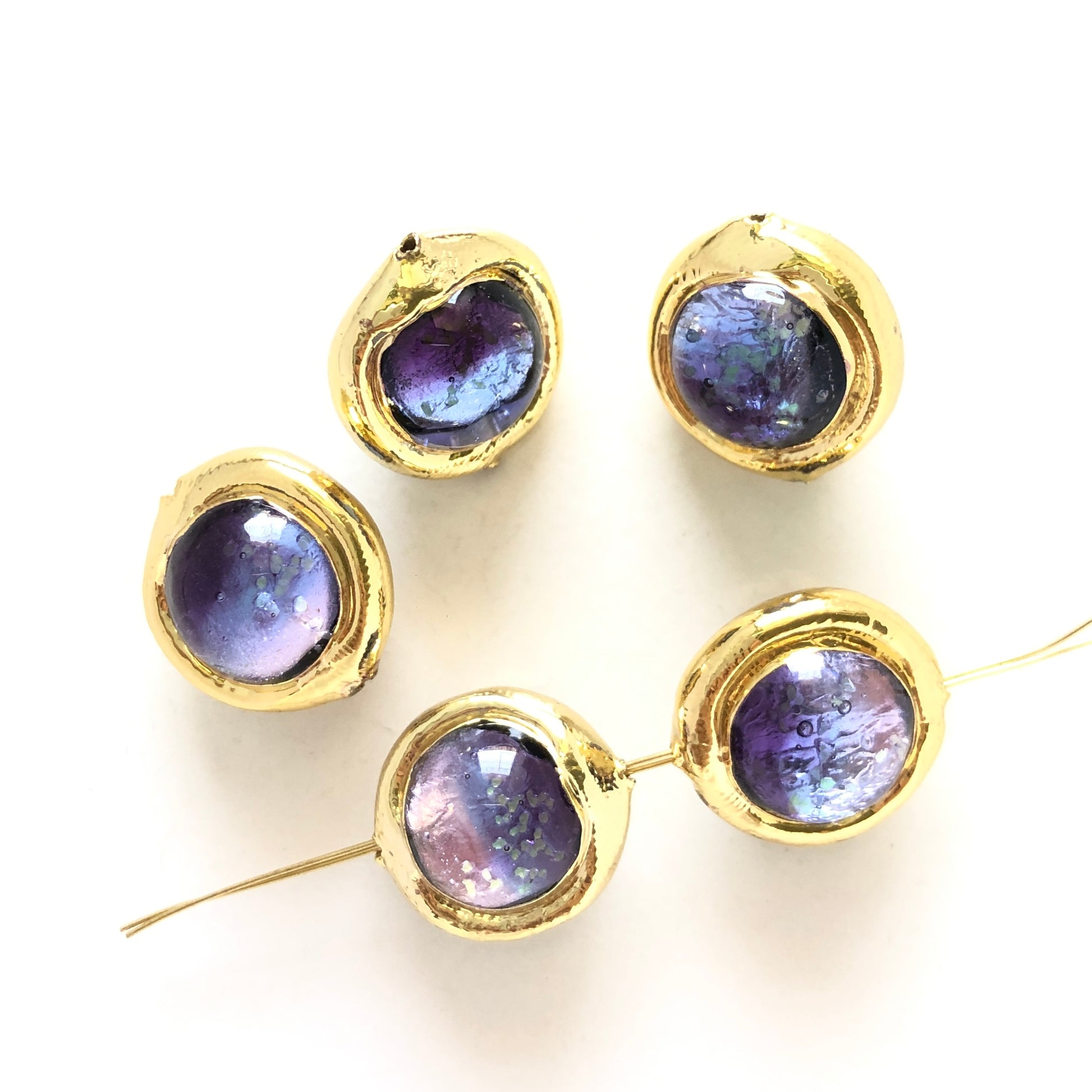 2-5-10pcs/lot 17*16mm Gold Plated Purple Colored Glaze Spacers Focal Beads Focal Beads Focal Beads Charms Beads Beyond