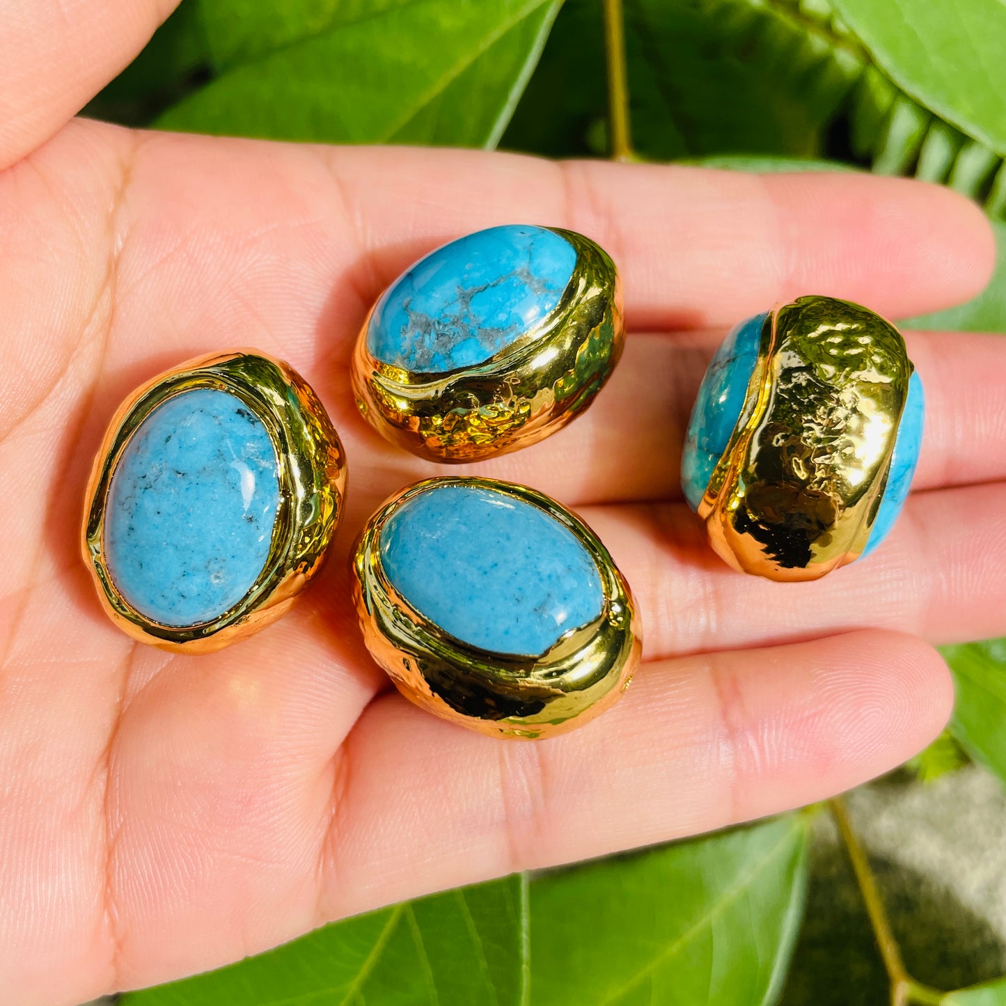 2-5-10pcs/lot 23.5*18.5mm Gold Plated Howlite Turquoise Stone Spacers Focal Beads Focal Beads Focal Beads Charms Beads Beyond