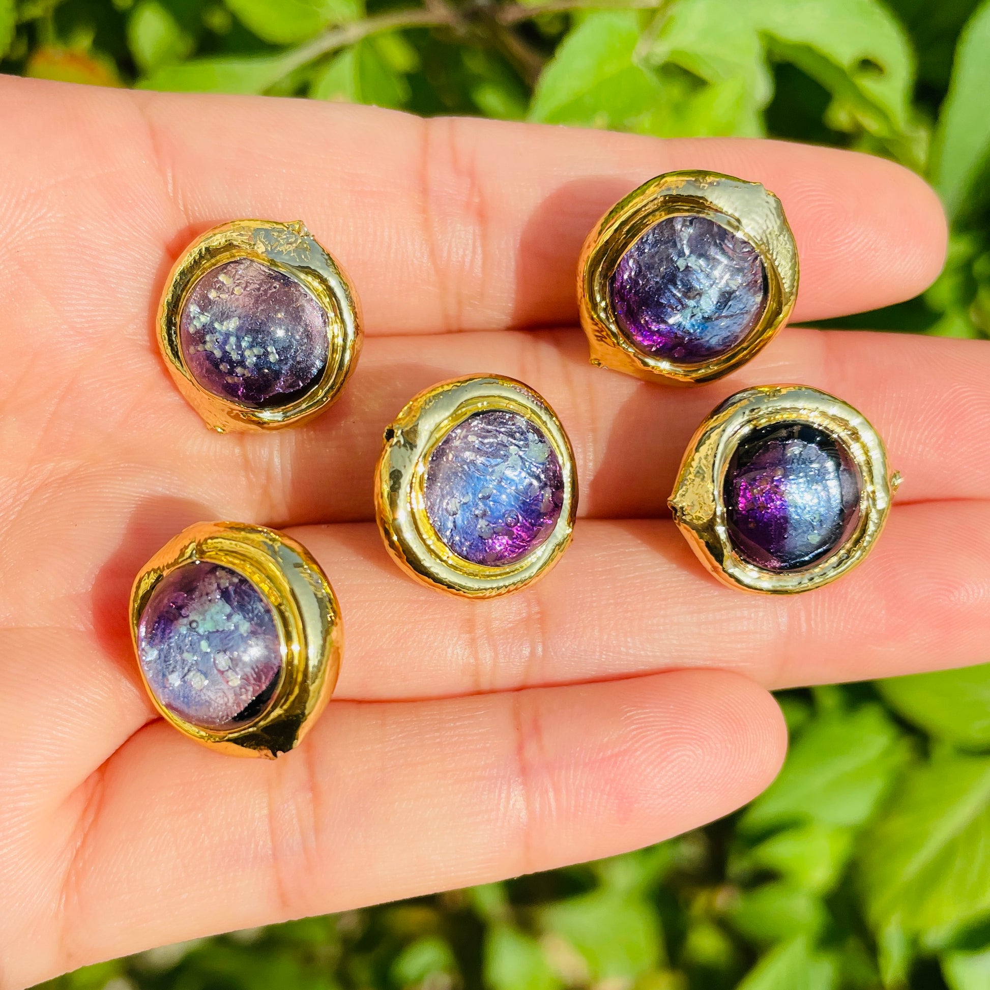 2-5-10pcs/lot 17*16mm Gold Plated Purple Colored Glaze Spacers Focal Beads Focal Beads Focal Beads Charms Beads Beyond