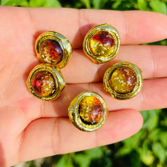 2-5-10pcs/lot 17*16mm Gold Plated Yellow Red Colored Glaze Spacers Focal Beads Focal Beads Focal Beads Charms Beads Beyond