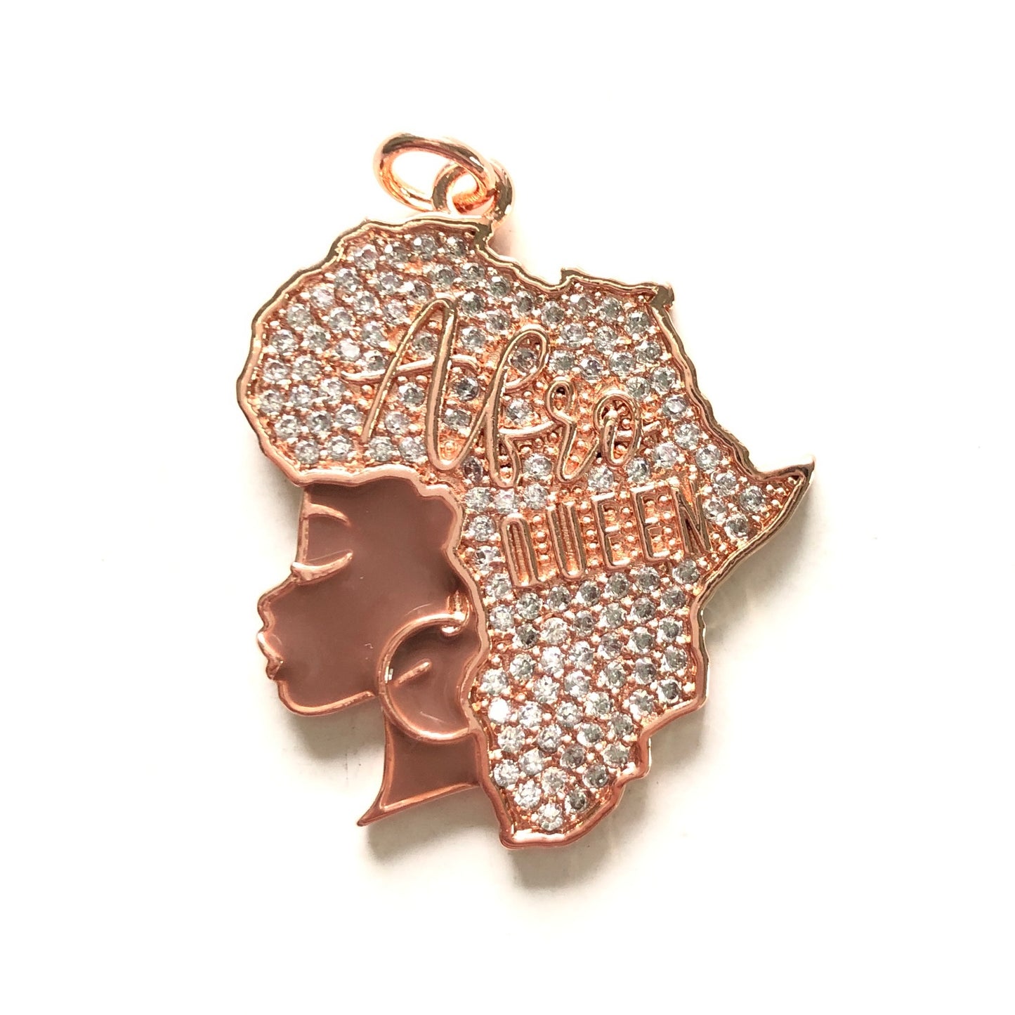 10pcs/lot 35*28mm CZ Paved Afro Queen Girl with Africa Map Hair Charms CZ Paved Charms Afro Girl/Queen Charms New Charms Arrivals Charms Beads Beyond