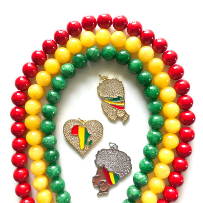 2 Strands/lot 8/ 10/12mm Red Yellow Green Black Jade Round Stone Beads for Black History Month Juneteenth Awareness Stone Beads 12mm Stone Beads 8mm Stone Beads Juneteenth & Black History Month Awareness Round Jade Beads Charms Beads Beyond