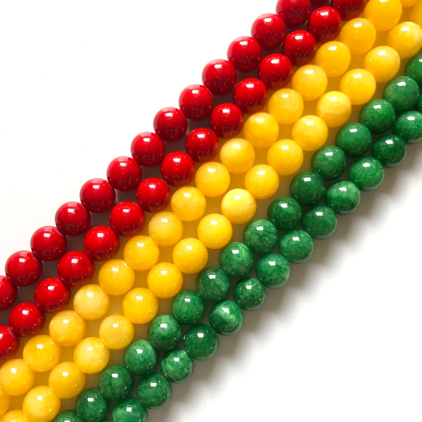 2 Strands/lot 8/ 10/12mm Red Yellow Green Black Jade Round Stone Beads for Black History Month Juneteenth Awareness Stone Beads 12mm Stone Beads 8mm Stone Beads Juneteenth & Black History Month Awareness Round Jade Beads Charms Beads Beyond