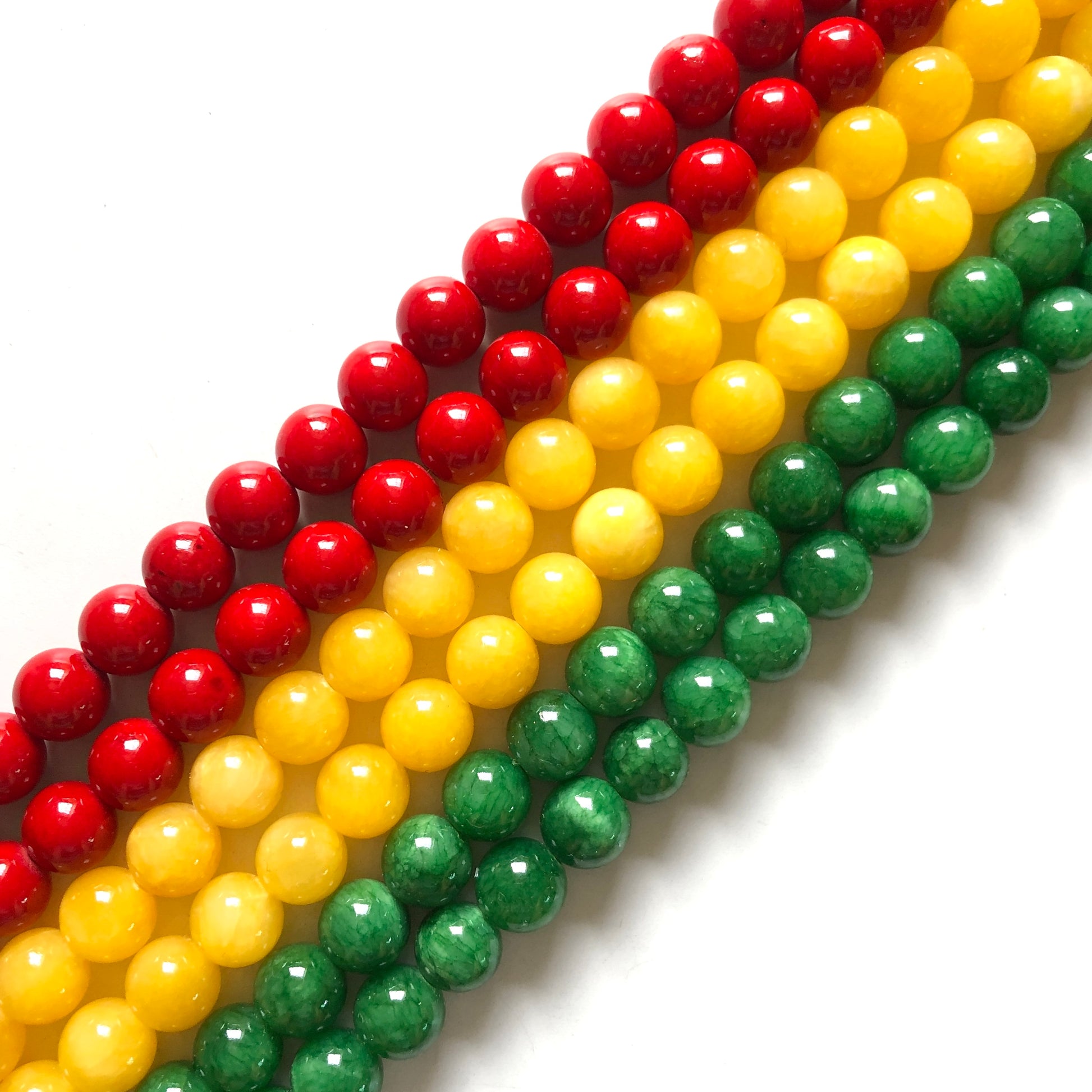 2 Strands/lot 8/ 10/12mm Red Yellow Green Black Jade Round Stone Beads for Black History Month Juneteenth Awareness Stone Beads 12mm Stone Beads 8mm Stone Beads Juneteenth & Black History Month Awareness Round Jade Beads Charms Beads Beyond