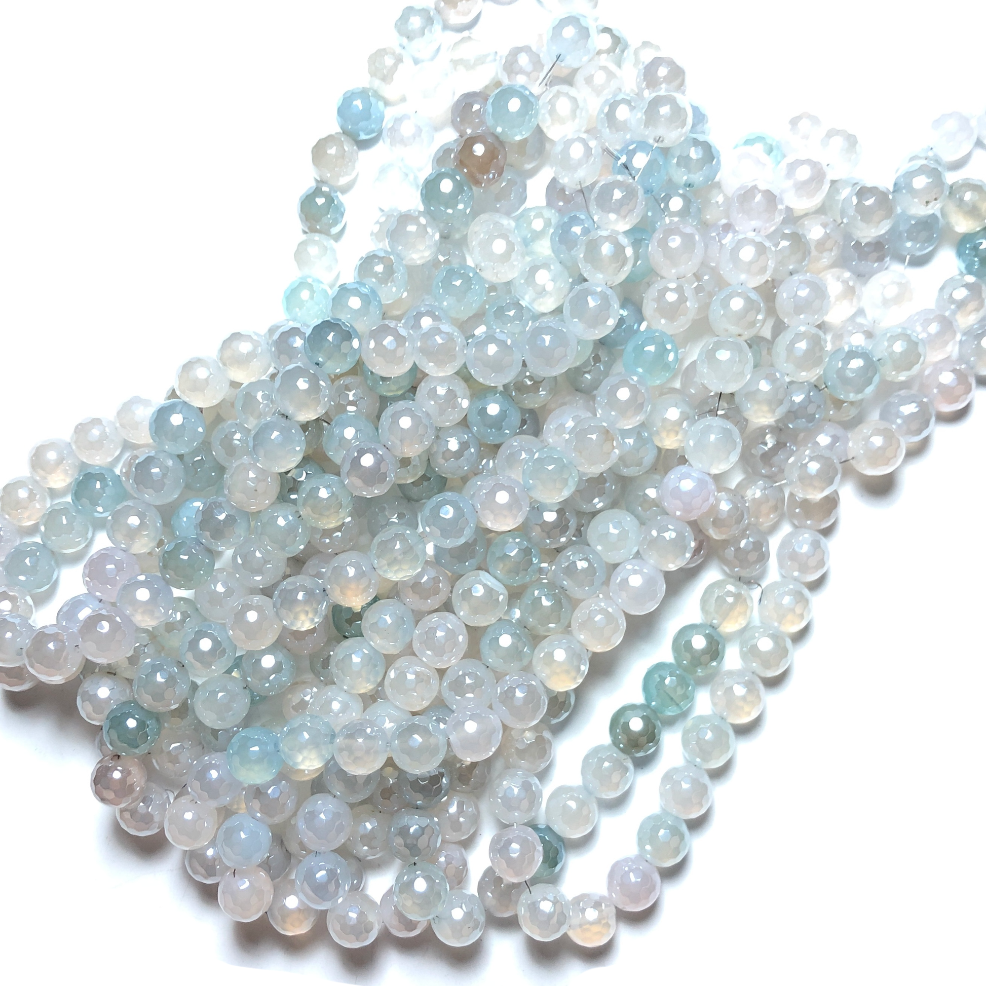 2 Strands/lot 10mm Electroplated Clear Light Blue Agate Faceted Stone Beads Electroplated Beads Electroplated Faceted Agate Beads New Beads Arrivals Charms Beads Beyond