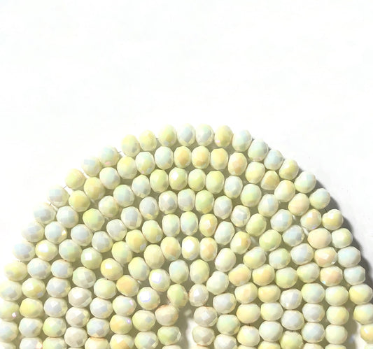 2 Strands/lot 10mm Light Yellow & White Faceted Glass Beads Light Yellow & White Glass Beads Faceted Glass Beads Charms Beads Beyond