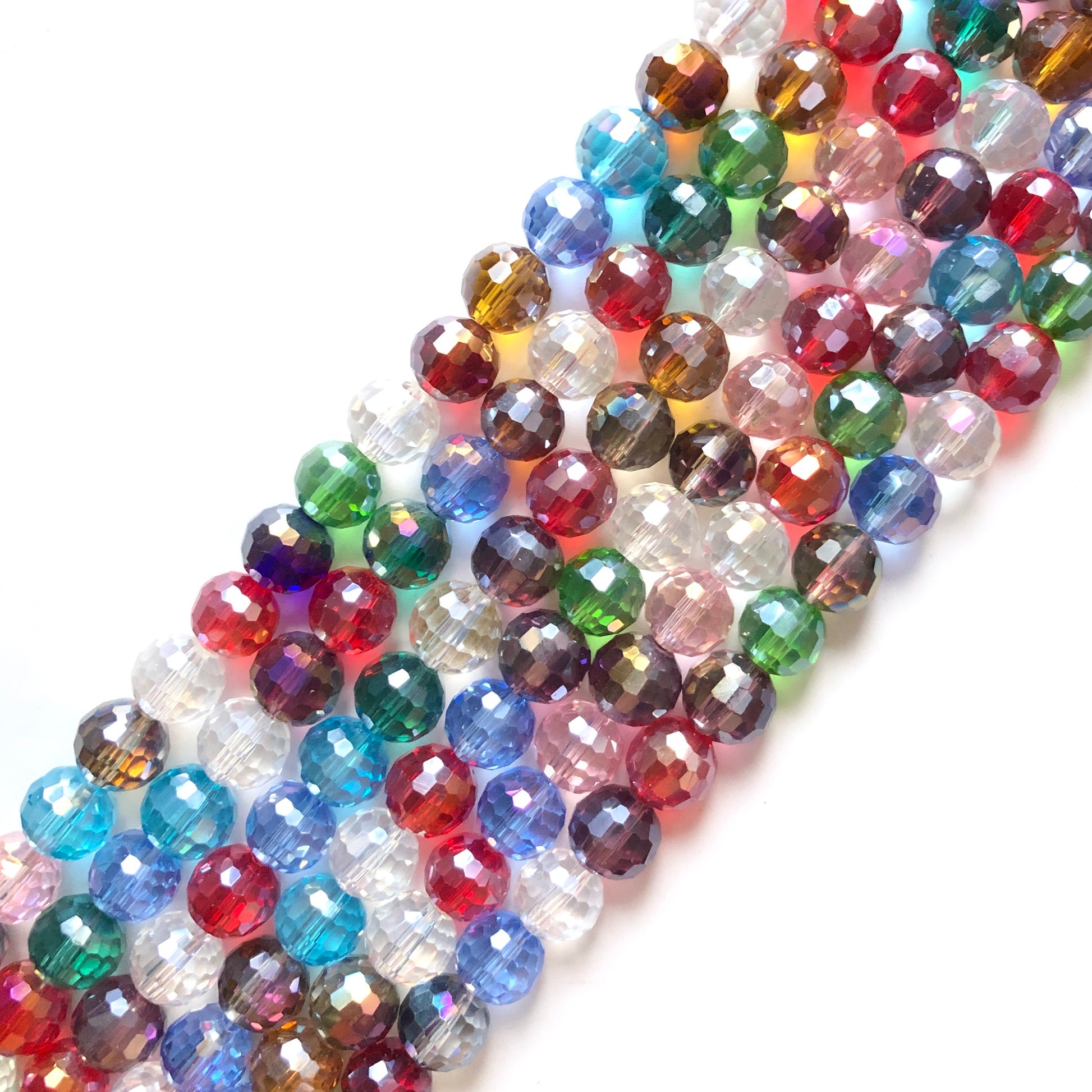 2 Strands/lot 10mm Multicolor 96 Faceted Glass Beads Glass Beads Faceted Glass Beads Charms Beads Beyond