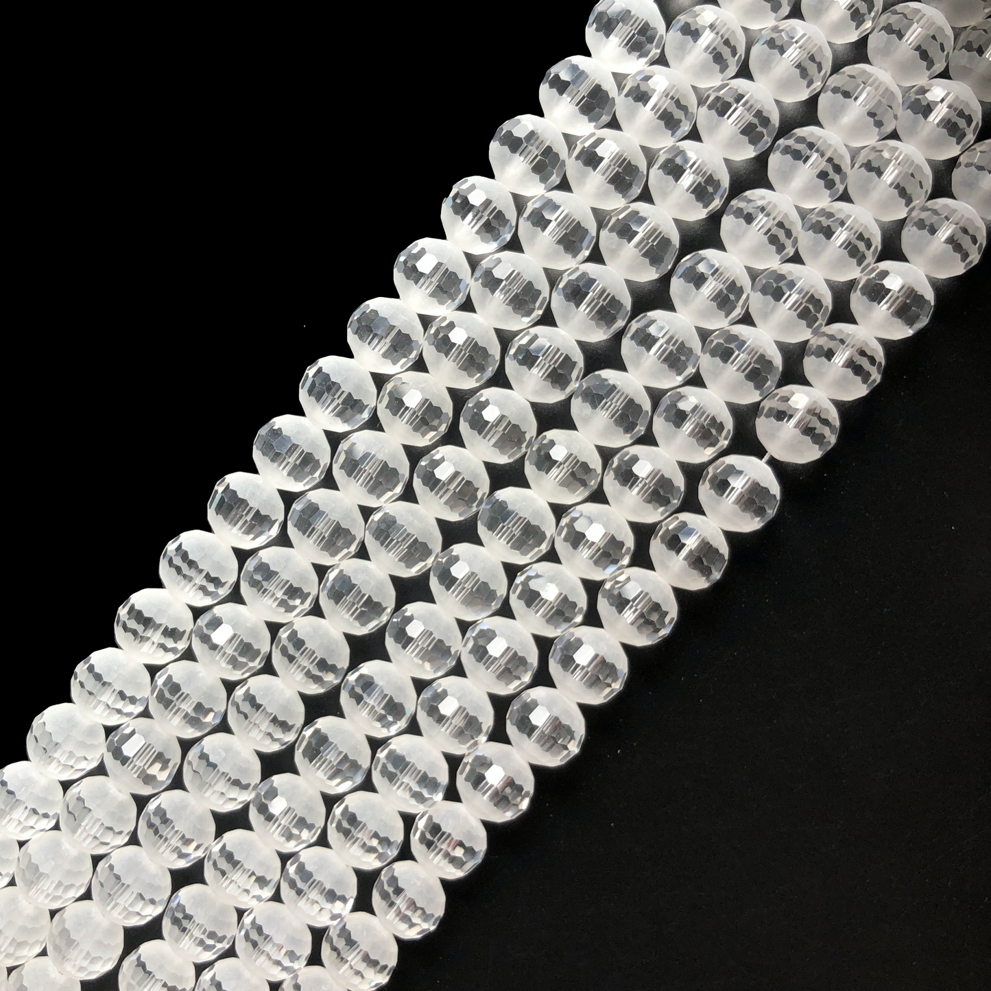 2 Strands/lot 10mm Half Matte Clear 96 Faceted Glass Beads Glass Beads Faceted Glass Beads Charms Beads Beyond
