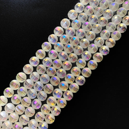 2 Strands/lot 10mm Half Matte Light Yellow AB 96 Faceted Glass Beads Glass Beads Faceted Glass Beads Charms Beads Beyond