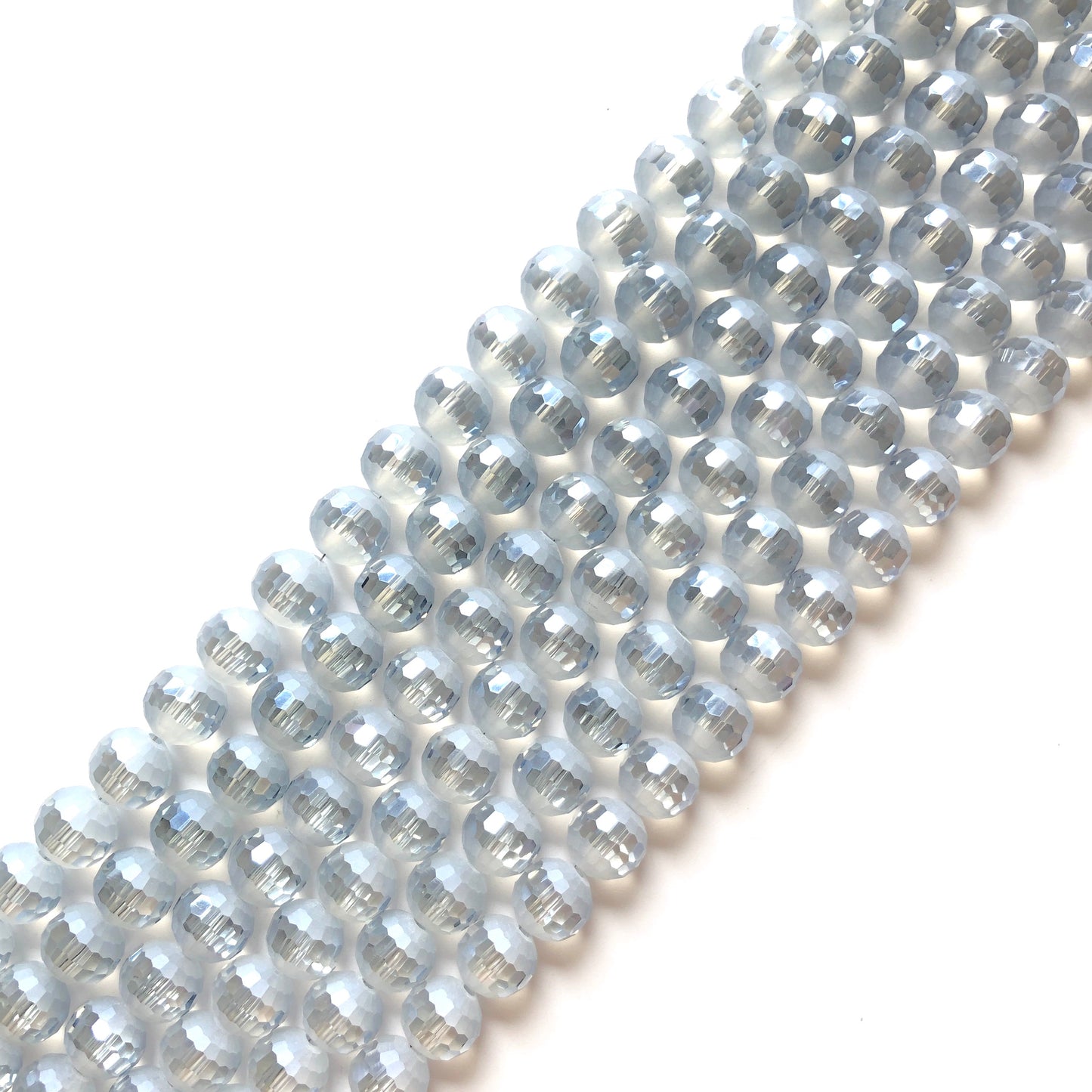 2 Strands/lot 10mm Half Matte Light Blue AB 96 Faceted Glass Beads Glass Beads Faceted Glass Beads Charms Beads Beyond