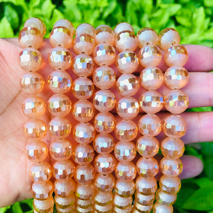 2 Strands/lot 10mm Half Matte Champagne 96 Faceted Glass Beads Glass Beads Faceted Glass Beads Charms Beads Beyond