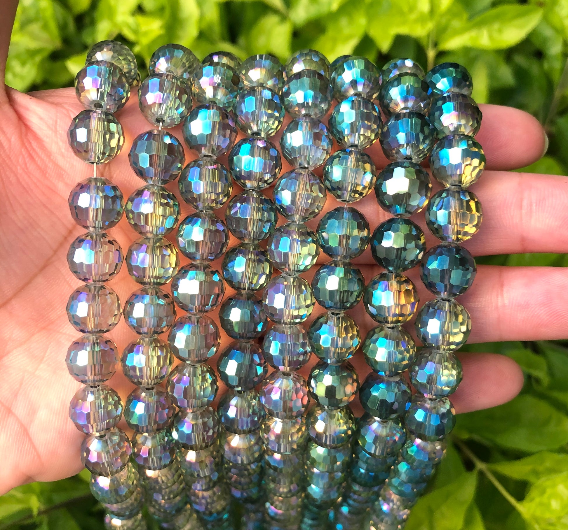2 Strands/lot 10mm Green AB 96 Faceted Glass Beads Glass Beads Faceted Glass Beads Charms Beads Beyond