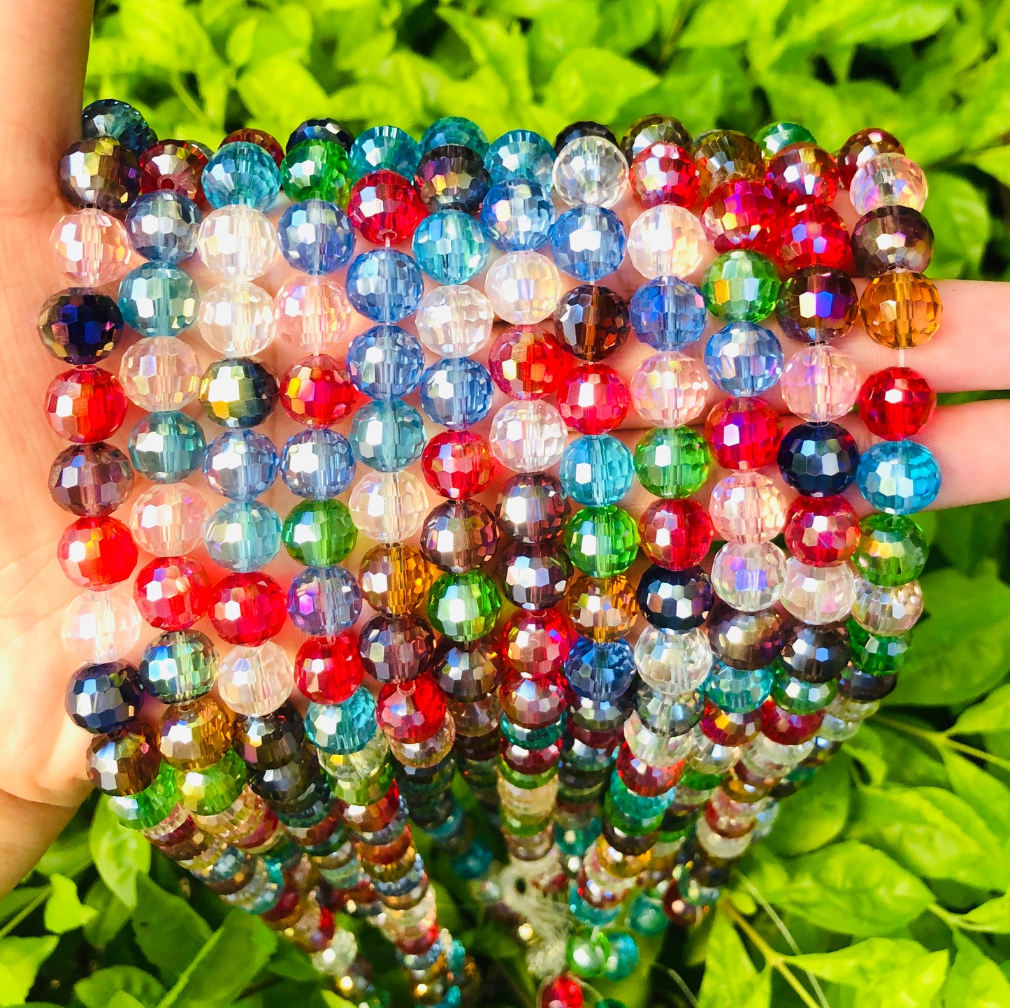 2 Strands/lot 10mm Multicolor 96 Faceted Glass Beads Glass Beads Faceted Glass Beads Charms Beads Beyond