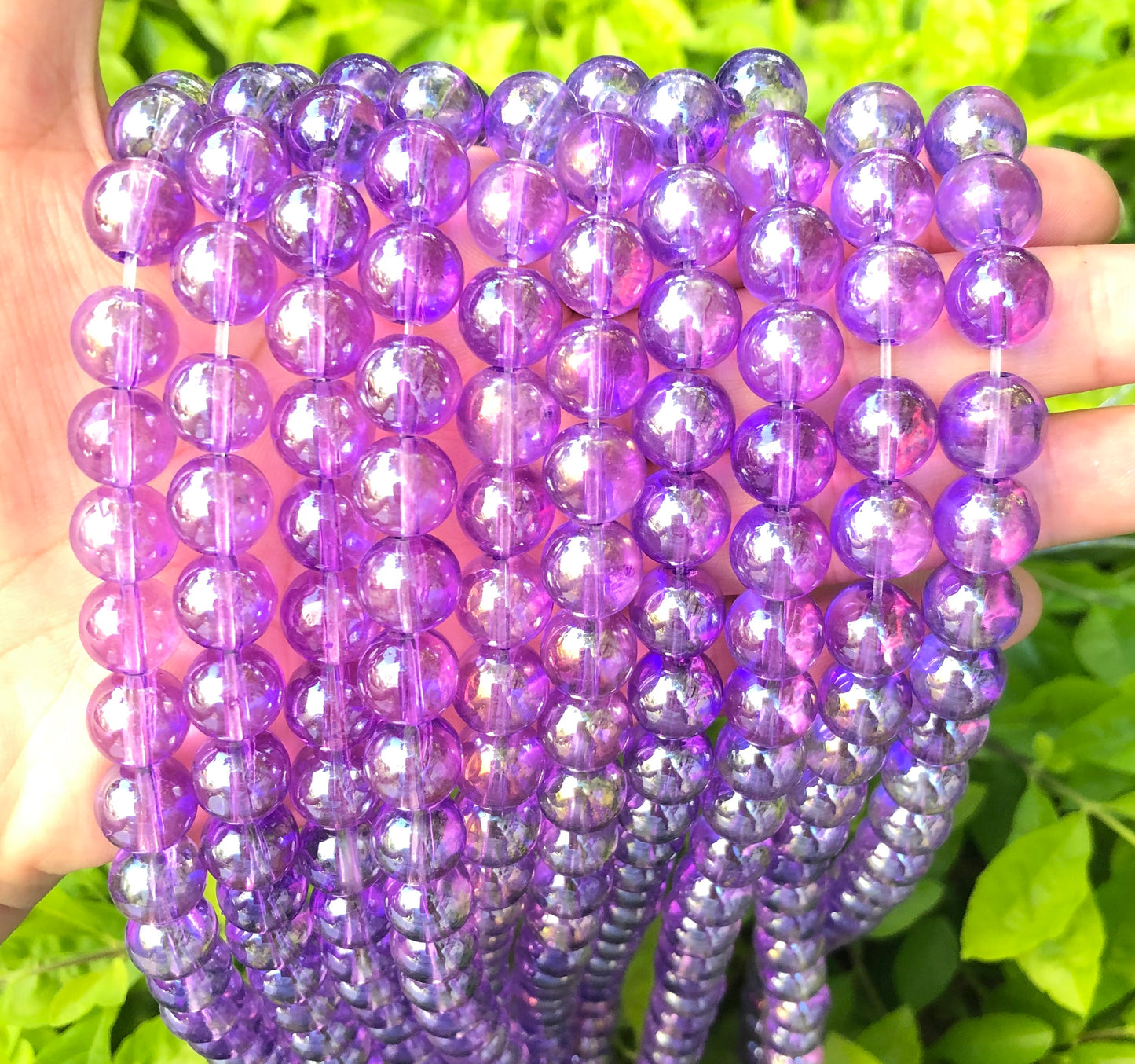 2 Strands/lot 10mm Purple Glass Round Beads Glass Beads Round Glass Beads Charms Beads Beyond