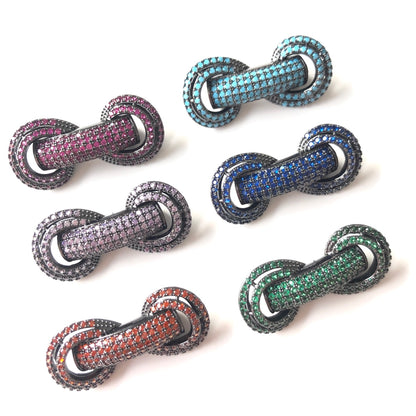 6pcs/lot 31*14.5*8mm Multicolor Purple Green Blue Fuchsia Reddish Orange Turquoise CZ Paved Tube Bar Spacers Mix Black-6pcs CZ Paved Spacers Colorful Zirconia New Spacers Arrivals Tube Bar Centerpieces Charms Beads Beyond