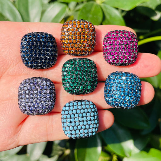 5-10pcs/lot 20*20mm Colorful CZ Paved Square Centerpiece Spacers CZ Paved Spacers Colorful Zirconia Square Spacers Charms Beads Beyond